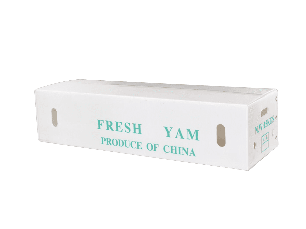 Long white PP corrugated yam packaging box with hand holes