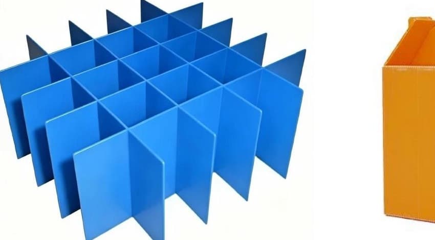 Blue interlocking PP corrugated divider grid with multiple compartments