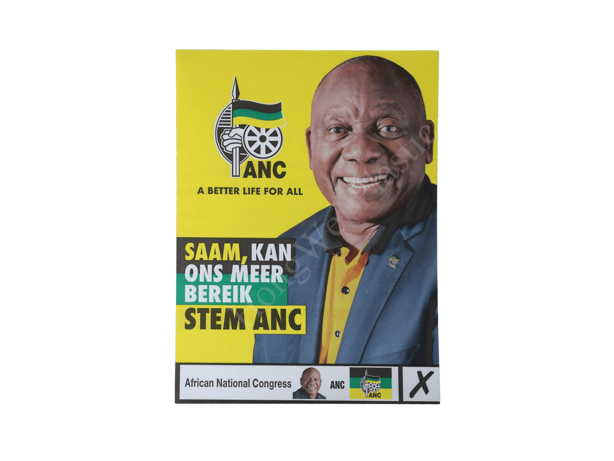 Rectangular printed campaign advertising sign from the customer catalog