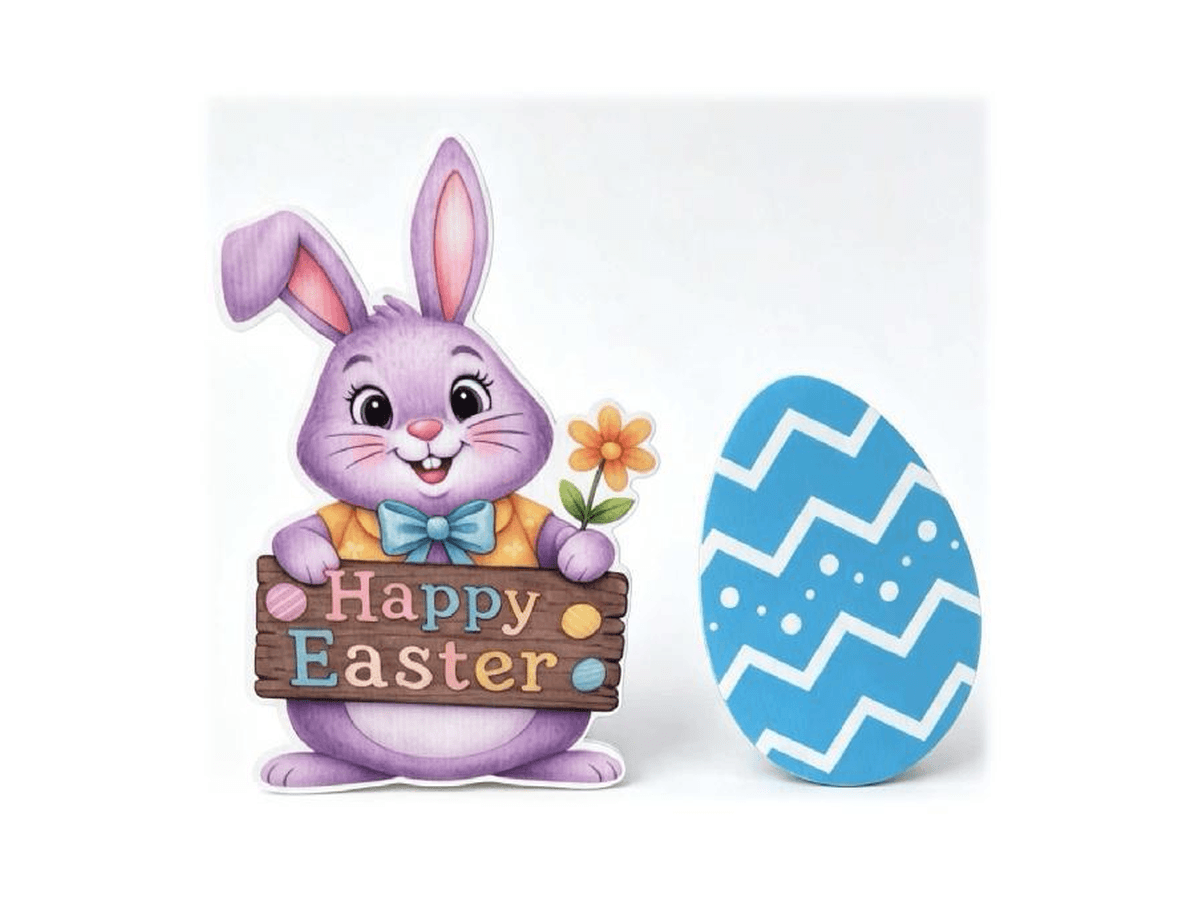 Rabbit and decorated egg shaped PP advertising signs